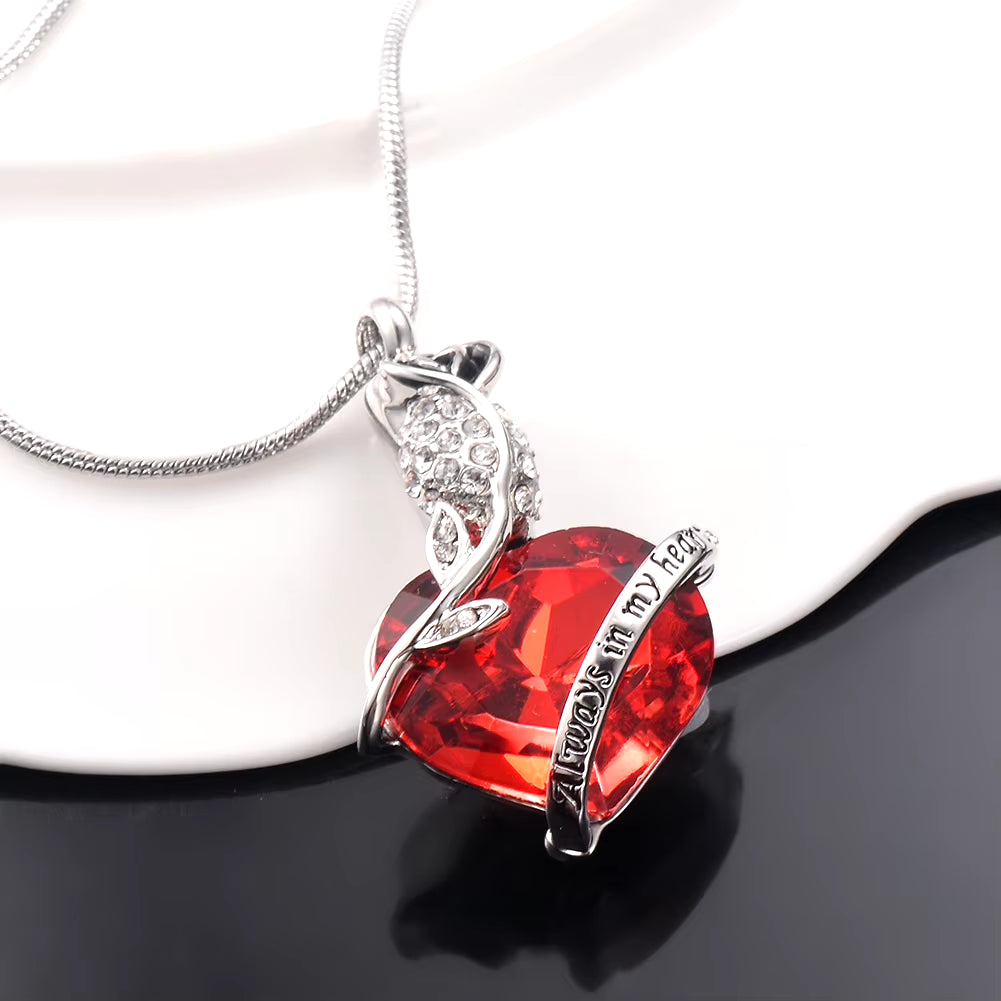 Always in My Heart Locket Screw Heart Cremation Jewelry Ashes Memorial Urn Birthstone Necklace Jewelry Keepsake Pendant