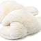 Womens Cross Band Slippers Cozy Furry Fuzzy House Slippers Open Toe Fluffy Indoor Shoes Outdoor Slip on Warm Breathable Anti-Skid Sole