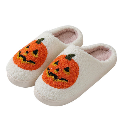 Halloween Pumpkin Cartoon Slippers Warm Winter Slippers Men and Women Couples Indoor House Shoes