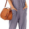 Oversize Women'S One Piece Button up Jumpsuit Casual Loose Short Sleeve V Neck Long Pants Rompers