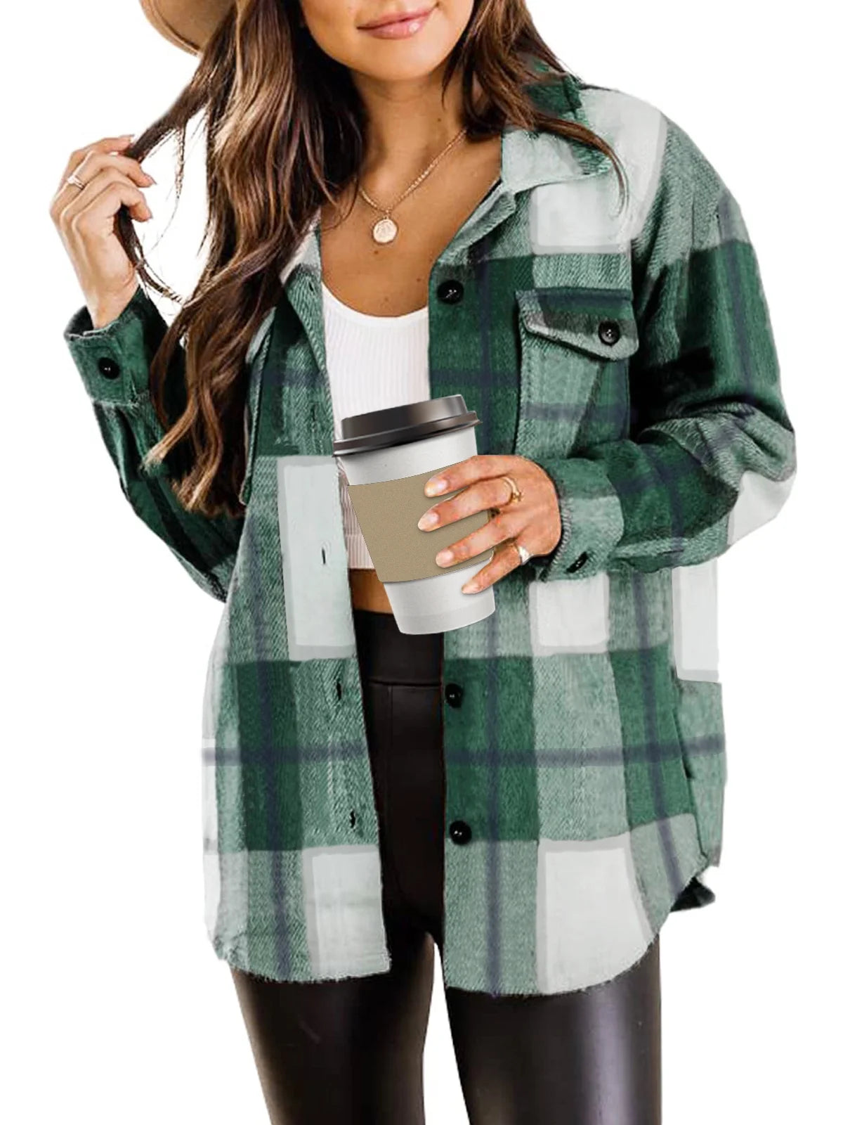 Flannel Shirts for Women Plaid Jackets Long Sleeve Shackets Womens Button down Coats Blouses