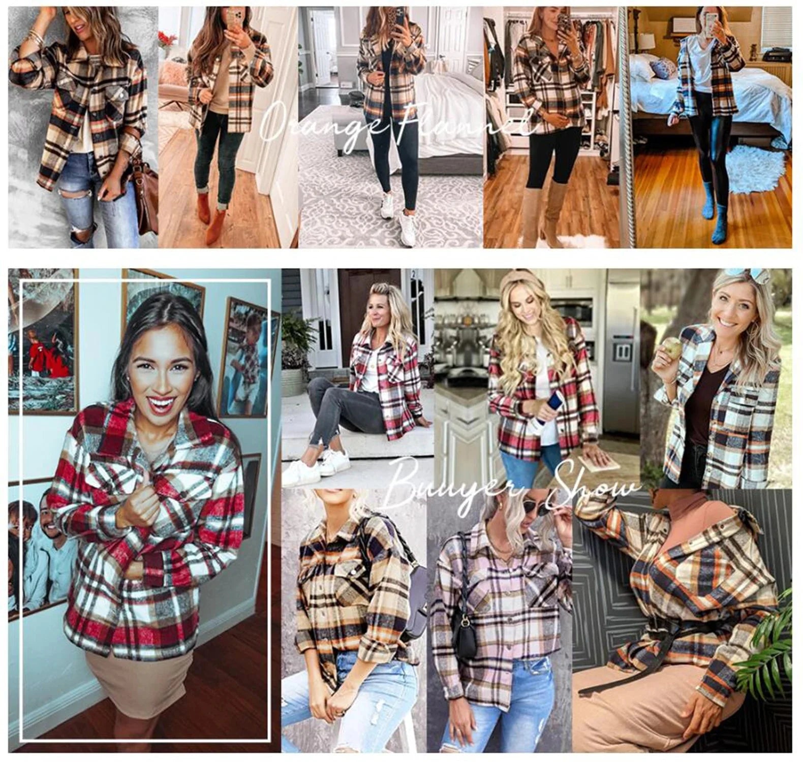 Womens Flannel Shirts Button down Shacket Jacket Plaid Shirts for Women Blouses Coats