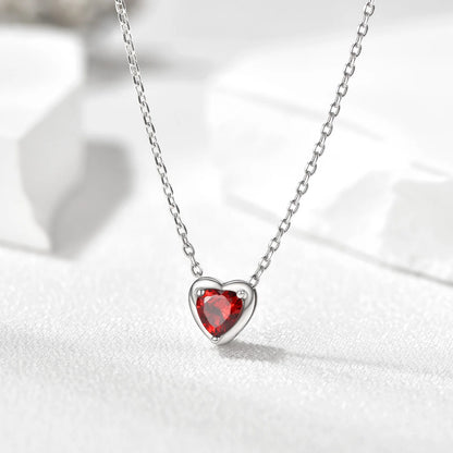 Women 925 Sterling Silver Birthstone Love Heart Necklace, Birthday Valentines Gift