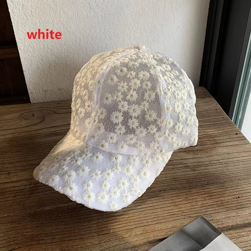 Women'S Baseball Caps Lace Sun Hats Breathable Mesh Floral Hat Gorras Summer Cap Snapback Casquette Cap