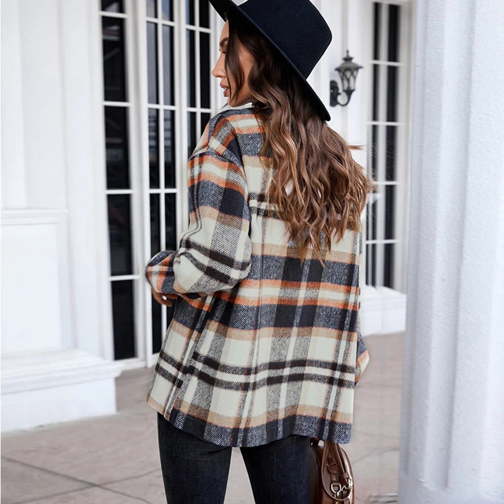 Womens Flannel Shirts Button down Shacket Jacket Plaid Shirts for Women Blouses Coats