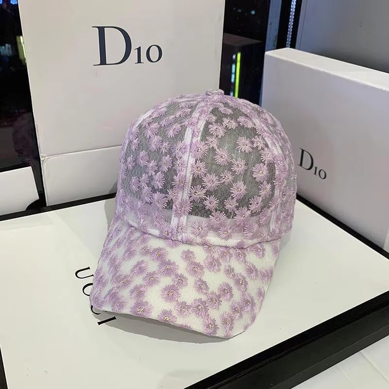 Women'S Baseball Caps Lace Sun Hats Breathable Mesh Floral Hat Gorras Summer Cap Snapback Casquette Cap