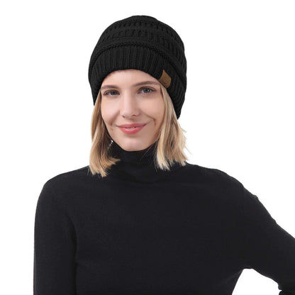 Beanies Warm Winter Beanie for Women Knit Hats for Women Thick Soft Hat Slouchy Cap Winter Hat for Women Black & White & Dark Grey & Light Grey