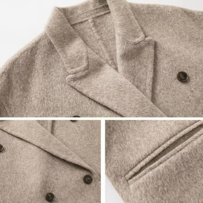 Handmade Cashmere Coat Jacket Women Winter Double Sided 100% Wool Trench Overcoat Female Warm Outerwears 2023