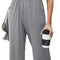 Women Casual Sleeveless Spaghetti Strap Solid Lounge Pajama Jumpsuit with Pockets Gray Small